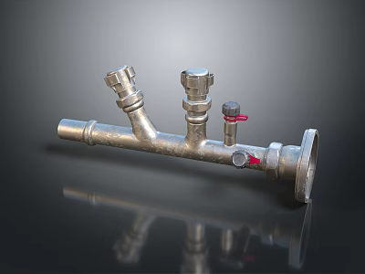 Modern Silver Metal Lighting Combination With Multiple Heads And Red Switch 3d model