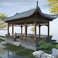 Chinese pavilion waterside pavilion 3d model