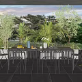 Home Balcony With Outdoor Dining Table Black Chairs And Lush Green Plants