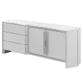 Modern Luxury Sideboard With Marble Panels Glass Doors And Gold Metal Frame