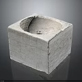 White Square Stone Container With Rough Texture And Hollow Center For Home Decor