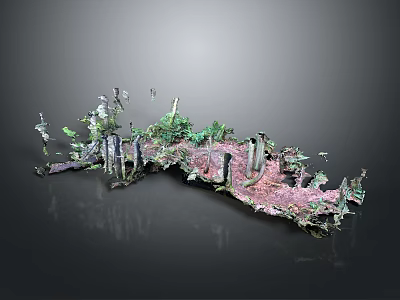 Wood And Stone Artistic Decorative Sculpture With Natural Texture And Handcrafted Details 3d model