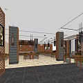 Cozy Café Interior Design With Wooden Partitions Tables Chairs And Hanging Lights