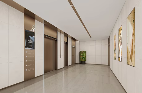 modern commercial elevator hall 3d model