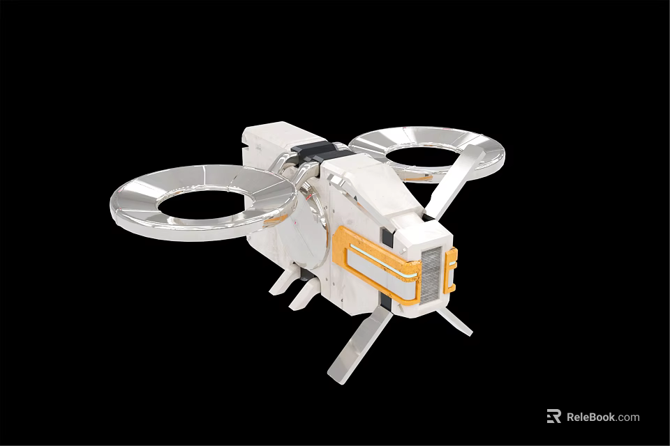 Advanced Modern Smart Machine Drone With Metallic Body And Rotating Propellers 3d model 