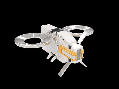 Advanced Modern Smart Machine Drone With Metallic Body And Rotating Propellers 3d model