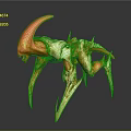 Game and Movie Character 3D Model With Red Horns Multiple Legs And Spiky Bony Structure