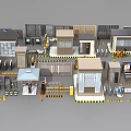 Various Security And Traffic Facilities 3D Models Including Kiosks Barriers And Signage