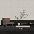 Brown Velvet Accent Chair With Curved Backrest Wooden Legs Near Fireplace White Vase Green Plant