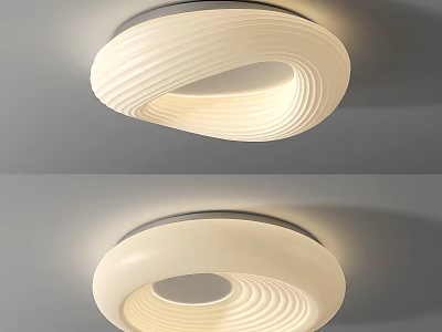 Modern White Ceiling Light With Unique Wavy Texture And Soft Glow 3d model