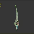 Artistic Fantasy Weapon Design With Feather Decor And Purple Pink Accents