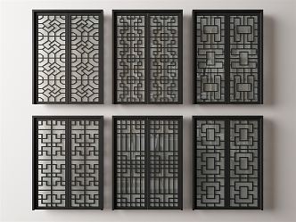 New Chinese-style sliding door 3d model