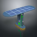 Solar Powered Charging Station With Solar Panels On Top And Warning Stripes At Base