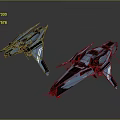 Two Blue Futuristic Spaceships With Sleek Metallic Design And Glowing Accents