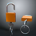 Hardware Tools Orange Padlocks With Keys And Durable Metal Construction Design 3d model