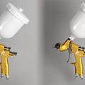 Industrial Spray Gun Equipment With Golden Body And White Paint Cup Professional Tool