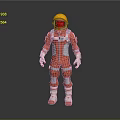 Game Movie Character In Red Spacesuit With Yellow Helmet Orange Visor And Silver Accents
