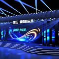 Futuristic Stage Design With Blue Lighting And Dynamic Future Theme Backdrop Screen 3d model