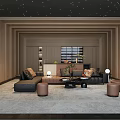 Modern Home Theater Design With Starry Ceiling And Sofas 3d model