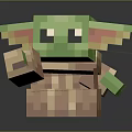 Pixel Style Green Character Amusement Equipment With Brown Outfit And Big Eyes