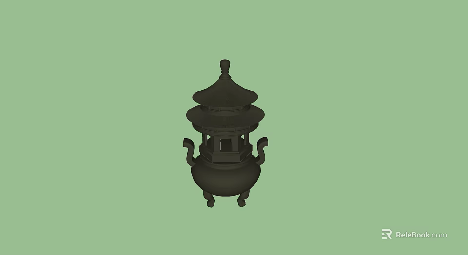 Traditional Black Ceramic Vessel with Multi Layered Structure Lid Handles and Base 3d model 