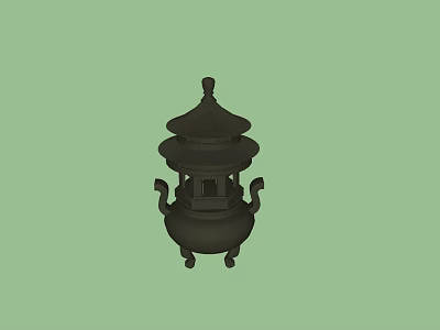 Traditional Black Ceramic Vessel with Multi Layered Structure Lid Handles and Base 3d model