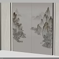 Traditional Chinese Landscape Ink Painting Background Wall With Mountain Art And Partition Design