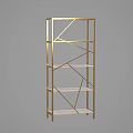 Minimalist Modern Geometric Decorative Cabinet with Golden Frame and Multiple Shelves