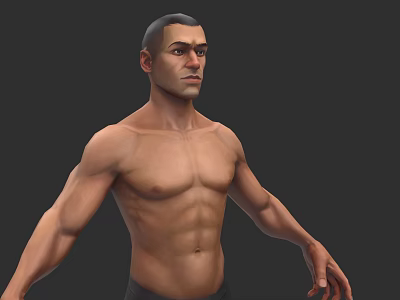 Shirtless Muscular Man Showing Well Built Physique And Strong Arms 3d model