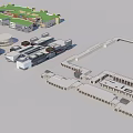 Modern Commercial Street Architectural Design With Multiple Buildings And Connected Structures 3d model