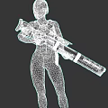 Futuristic Cybernetic Female Warrior In Sleek Combat Suit With Circular Accents Holding Large Advanced Gun