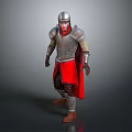 Game Movie Character Wearing Silver Armor Red Cape And Medieval Helmet Warrior Figure