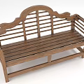 Wooden Outdoor Bench With Curved Backrest And Slatted Seat Design For Garden Patio