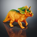 Vibrant Triceratops Dinosaur Toy Figure With Green Orange Hues and Detailed Texture
