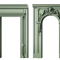 Green Arched Doorways With Classic Carved Details And Elegant Architectural Design