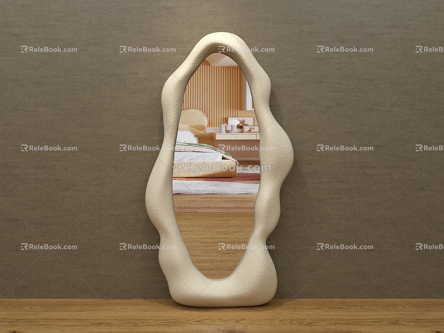 Cream style decorative mirror full-length mirror fitting mirror floor mirror shaped art mirror vanity mirror 3d model