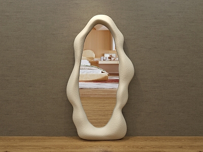 Cream style decorative mirror full-length mirror fitting mirror floor mirror shaped art mirror vanity mirror 3d model