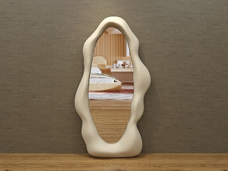 Cream style decorative mirror full-length mirror fitting mirror floor mirror shaped art mirror vanity mirror 3d model