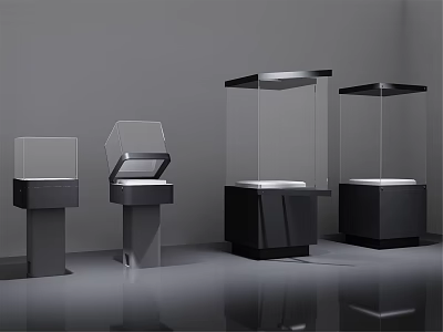 Modern Display Cabinets With Transparent Glass And Black Base For Showcasing Items 3d model