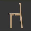 Modern Minimalist Wooden Stool With Round Seat Straight Legs And Backrest
