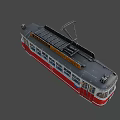 Red Tram With MANN'S SCOTCH WHISKY Sign Number 1432 Windows And Doors