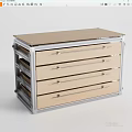 Sturdy Metal Frame Storage Cabinet With Multiple Wooden Drawers And Flat Top