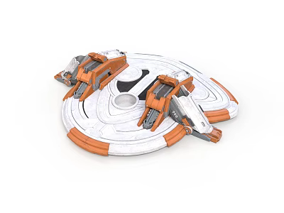 Industrial Orange White Circular Mechanical Component With Metallic Arms And Ring Structure 3d model