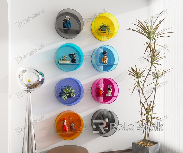 Dopamine Acrylic Transparent Round Hand Shelf Wall Hanging model