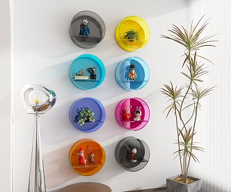 Dopamine Acrylic Transparent Round Hand Shelf Wall Hanging 3d model