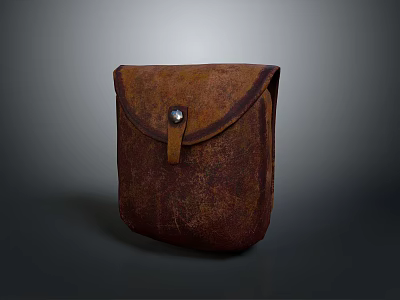 Vintage Brown Leather Pouch With Metal Clasp For Daily Small Items Storage 3d model