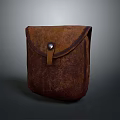 Vintage Brown Leather Pouch With Metal Clasp For Daily Small Items Storage