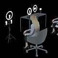 Modern Iron Art Table With Ring Lights And Women Seated In Studio Setting