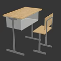 School Classroom Furniture With Wooden Desk And Metal Frame Student Chair