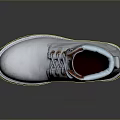 White High Top Leather Boots With Cuffed Top Orange Laces And Thick Sole